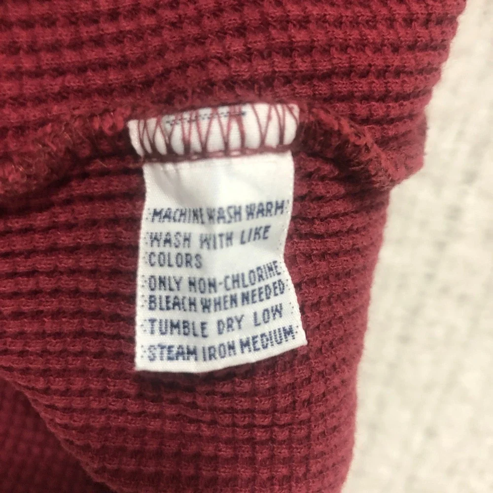 Polo Ralph Lauren Mens Large Burgundy Waffle Knit Thermal Long Sleeve Shirt L